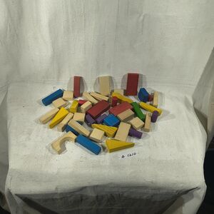Solid Wood Vintage Children's Shaped And Colored 40 + Blocks